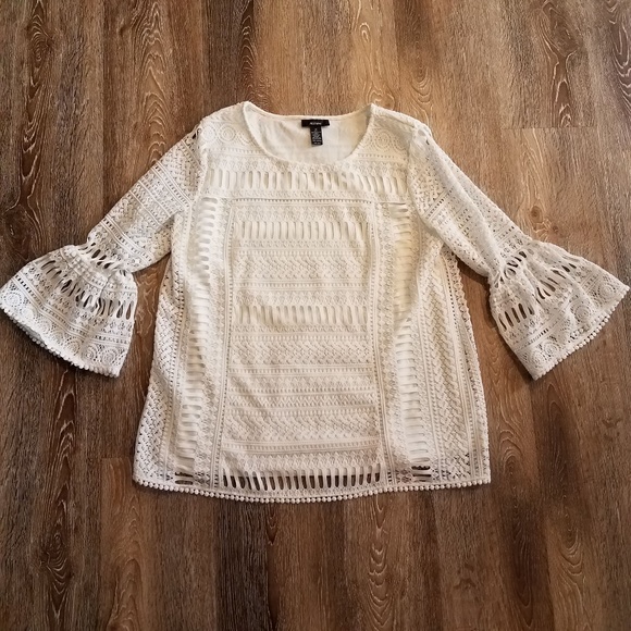 Alfani Tops - Alfani Gorgeous White Lace top Bell Sleeve